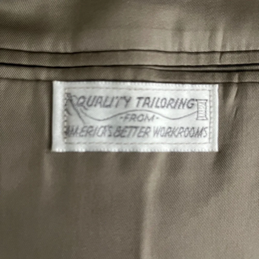 Christian Brooks Suit Mens 44R 37W Grey Herringbone Wool Blend Vintage 2-Button
